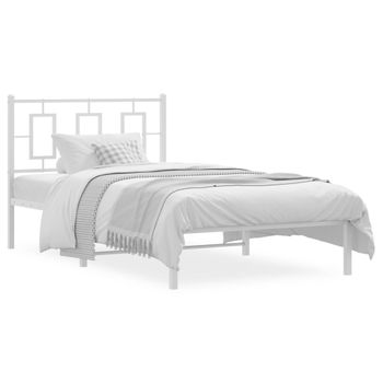 Vidaxl Estructura De Cama De Metal Con Cabecero Blanco 100x200 Cm