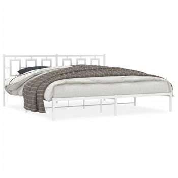 Vidaxl Estructura De Cama De Metal Con Cabecero Blanco 193x203 Cm