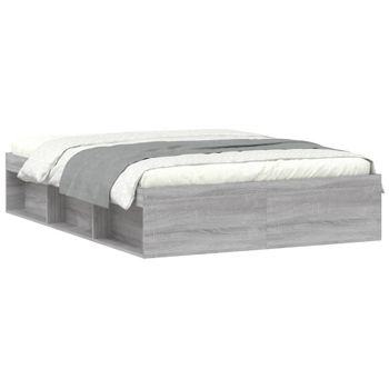 Vidaxl Estructura De Cama De Matrimonio Sonoma Gris 135x190 Cm