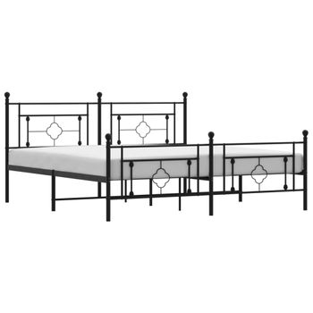 Vidaxl Estructura De Cama Cabecero Y Estribo Metal Negro 183x213 Cm