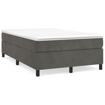 Vidaxl Cama Box Spring Con Colchón Terciopelo Gris Oscuro 120x190 Cm