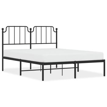 Vidaxl Estructura De Cama Con Cabecero Metal Negro 140x190 Cm