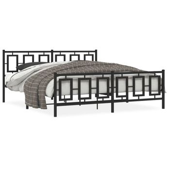 Vidaxl Estructura De Cama Cabecero Y Estribo Metal Negro 183x213 Cm