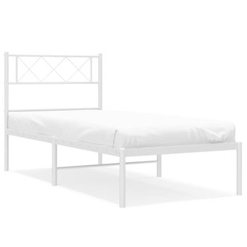 Vidaxl Estructura De Cama De Metal Con Cabecero Blanco 100x190 Cm