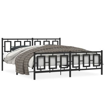 Vidaxl Estructura De Cama Cabecero Y Estribo Metal Negro 180x200 Cm