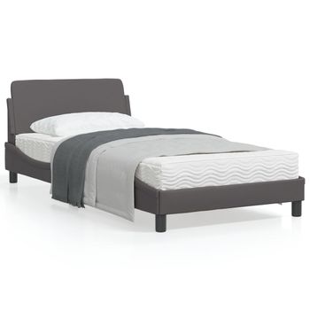 Vidaxl Estructura De Cama Con Cabecero Cuero Sintético Gris 100x200 Cm