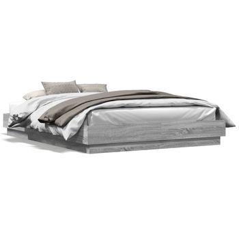 Vidaxl Estructura De Cama Con Luces Led Gris Sonoma 150x200 Cm