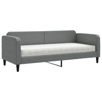 Vidaxl Sofá Cama Con Colchón Tela Gris Oscuro 80x200 Cm