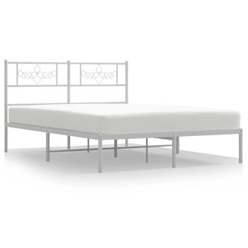 Vidaxl Estructura De Cama De Metal Con Cabecero Blanca 120x200 Cm