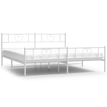 Vidaxl Estructura Cama Metal Con Cabecero Y Estribo Blanco 180x200 Cm