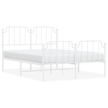 Vidaxl Estructura Cama Metal Cabecero Y Estribo Blanco 140x190 Cm