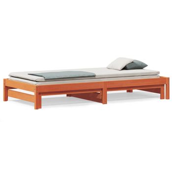 Vidaxl Sofá Cama Nido Madera Maciza De Pino Marrón Cera 80x200 Cm