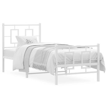 Vidaxl Estructura Cama Metal Con Cabecero Y Pie Cama Blanca 75x190 Cm