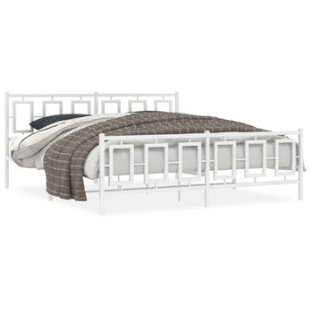 Vidaxl Estructura Cama Metal Con Cabecero Y Pie Cama Blanco 183x213 Cm