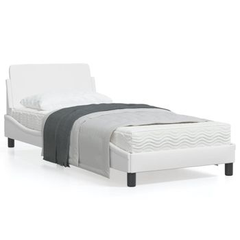 Vidaxl Estructura De Cama Con Cabecero Cuero Sintético Blanco 80x200cm