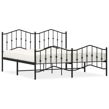 Vidaxl Estructura De Cama Cabecero Y Estribo Metal Negro 183x213 Cm