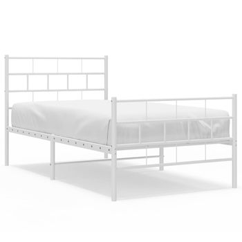 Vidaxl Estructura Cama Metal Con Cabecero Y Pie Cama Blanca 100x200 Cm