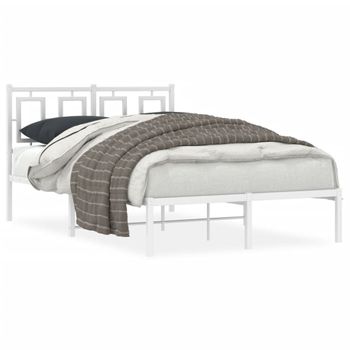 Vidaxl Estructura De Cama De Metal Con Cabecero Blanca 120x190 Cm