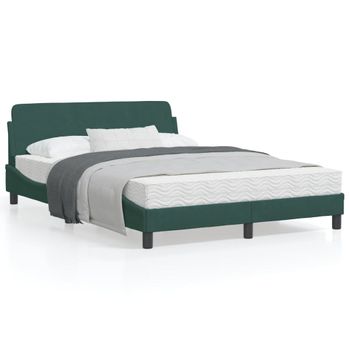 Vidaxl Estructura Cama Con Cabecero Terciopelo Verde Oscuro 140x200 Cm