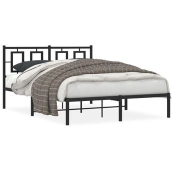 Vidaxl Estructura De Cama Con Cabecero Metal Negro 140x200 Cm