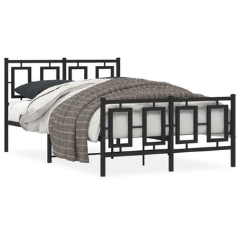 Vidaxl Estructura De Cama Con Cabecero Y Pie Metal Negro 120x190 Cm