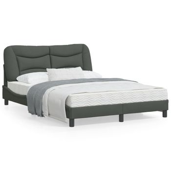 Vidaxl Estructura De Cama Con Luces Led Tela Gris Oscuro 140x200 Cm