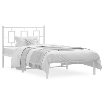 Vidaxl Estructura De Cama De Metal Con Cabecero Blanco 100x190 Cm