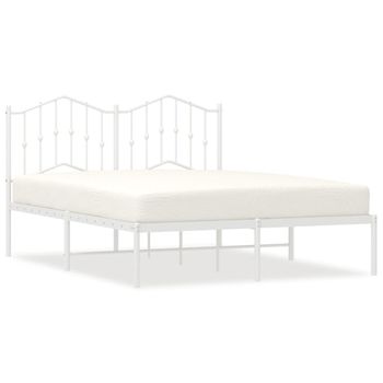 Vidaxl Estructura De Cama De Metal Con Cabecero Blanca 140x190 Cm