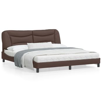 Vidaxl Estructura De Cama Cabecero Cuero Sintético Marrón 180x200 Cm