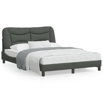 Vidaxl Estructura De Cama Con Luces Led Tela Gris Oscuro 140x190 Cm