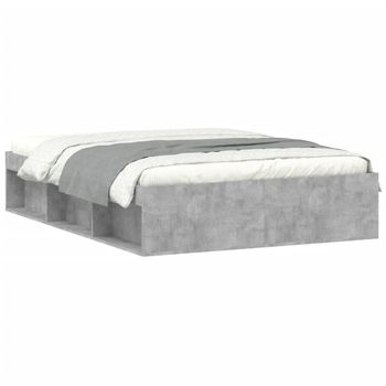 Vidaxl Estructura De Cama De Matrimonio Gris Cemento 135x190 Cm