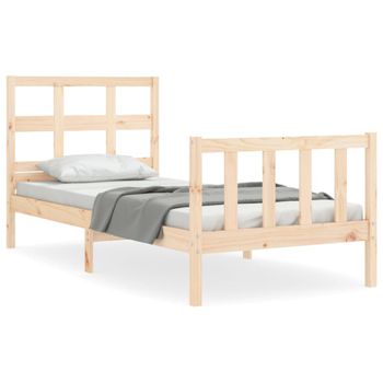 Vidaxl Estructura De Cama Con Cabecero Madera Maciza 100x200 Cm Marrón