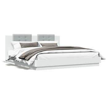 Vidaxl Estructura De Cama Con Cabecero Y Luces Led Blanco 200x200 Cm