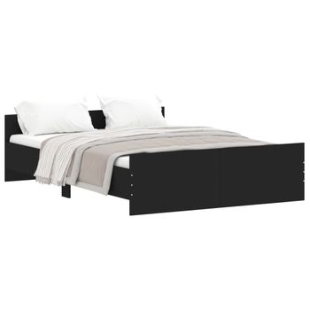 Vidaxl Estructura De Cama Con Cabecero Piecero Negro 135x190cm