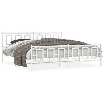 Vidaxl Estructura Cama Metal Con Cabecero Y Estribo Blanco 200x200 Cm