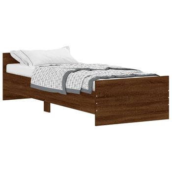 Vidaxl Estructura De Cama Madera De Ingeniería Marrón Roble 75x190 Cm