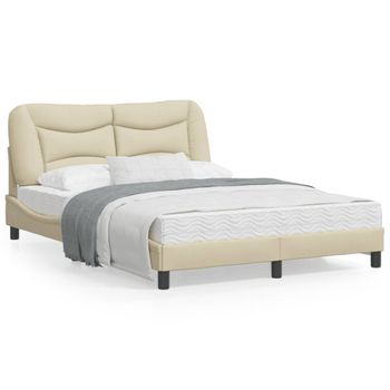 Vidaxl Estructura De Cama Con Luces Led Tela Crema 140x190 Cm