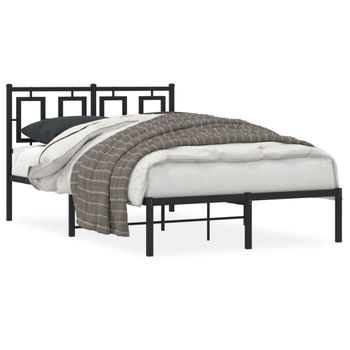 Vidaxl Estructura De Cama Con Cabecero Metal Negro 120x200 Cm