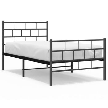 Vidaxl Estructura De Cama Con Cabecero Y Estribo Metal Negro 75x190 Cm