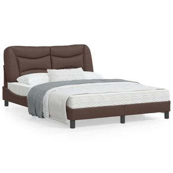 Vidaxl Estructura De Cama Cabecero Cuero Sintético Marrón 120x200 Cm