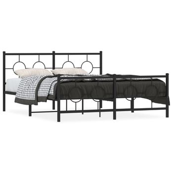 Vidaxl Estructura De Cama Cabecero Y Estribo Metal Negro 160x200 Cm