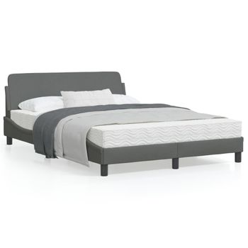 Vidaxl Estructura De Cama Con Cabecero De Tela Gris Oscuro 120x200 Cm