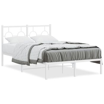 Vidaxl Estructura De Cama De Metal Con Cabecero Blanca 120x190 Cm