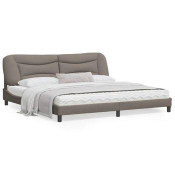 Estructura De Cama Con Cabecero De Tela Gris Taupe 200x200 Cm Gris Topo