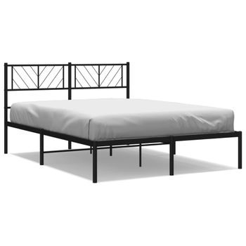 Vidaxl Estructura De Cama Con Cabecero Metal Negro 140x200 Cm