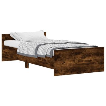 Vidaxl Estructura De Cama Madera De Ingeniería Roble Ahumado 90x190 Cm Marrón