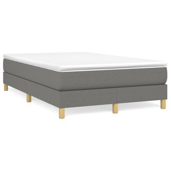 Vidaxl Cama Box Spring Con Colchón Tela Gris Oscuro 120x190 Cm