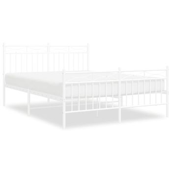 Vidaxl Estructura Cama Metal Cabecero Y Estribo Blanco 140x190 Cm