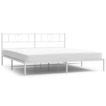 Vidaxl Estructura De Cama Con Cabecero Metal Blanca 200x200 Cm