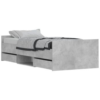 Vidaxl Estructura De Cama Con Cabecero Piecero Gris Hormigón 90x200cm